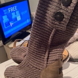 UGG Taupe Knit Boots with Buttons